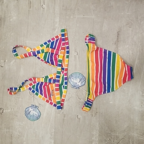 💕SHOW ME YOUR MUMU💕 Bikini Bombay Bralette + Cancun Bottom Rainbow Fun Dip XL - Picture 6 of 9